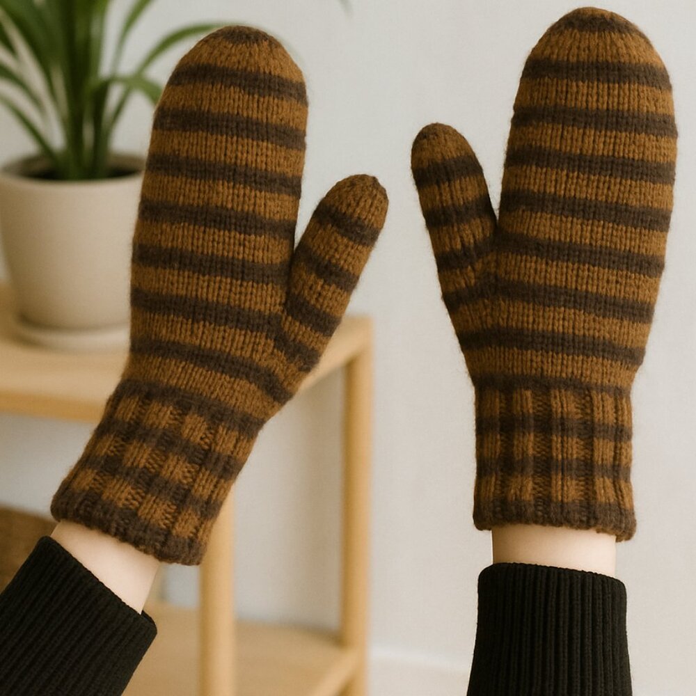Alpaca Glittens Brown mittens/fingerless gloves